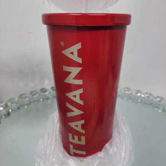 Teavana Dk Pink Stainless Steel 16oz Cold Cup Tumbler Lid Straw NEW Box Starbuck